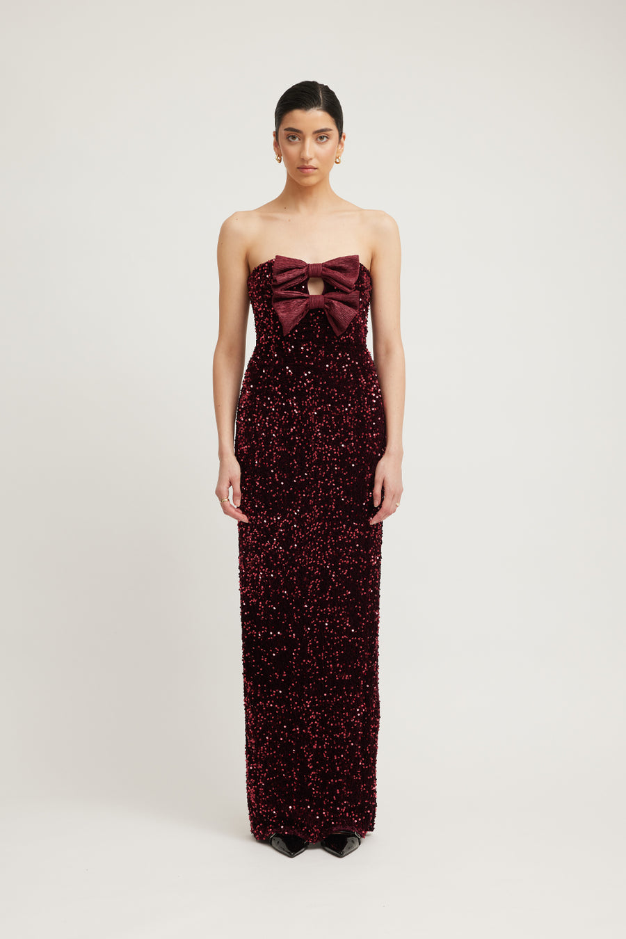 HARLYNNE DRESS - MERLOT SEQUIN