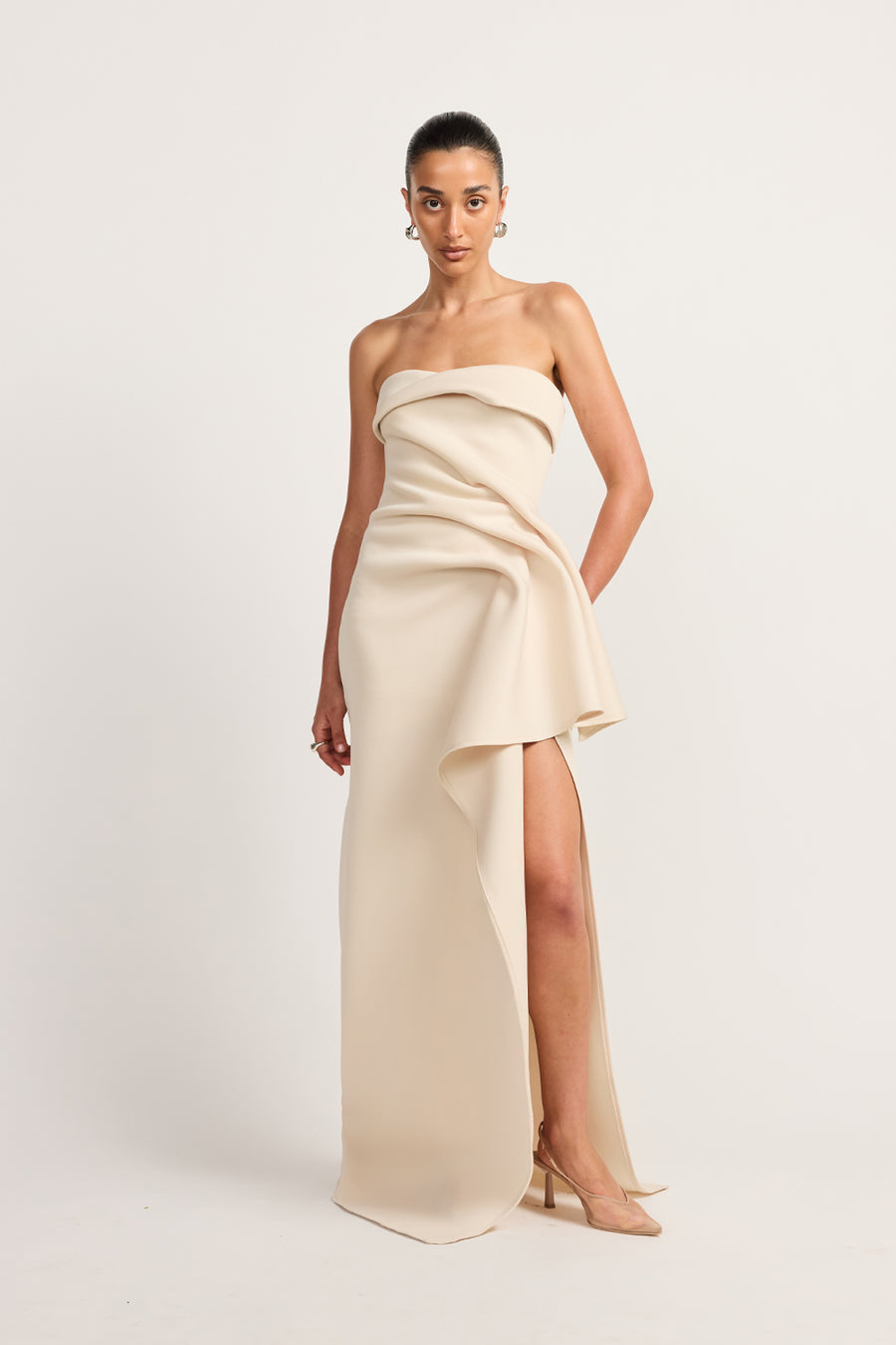 NOVEMBER MAXI DRESS - CHAMPAGNE BEIGE  TOJHA