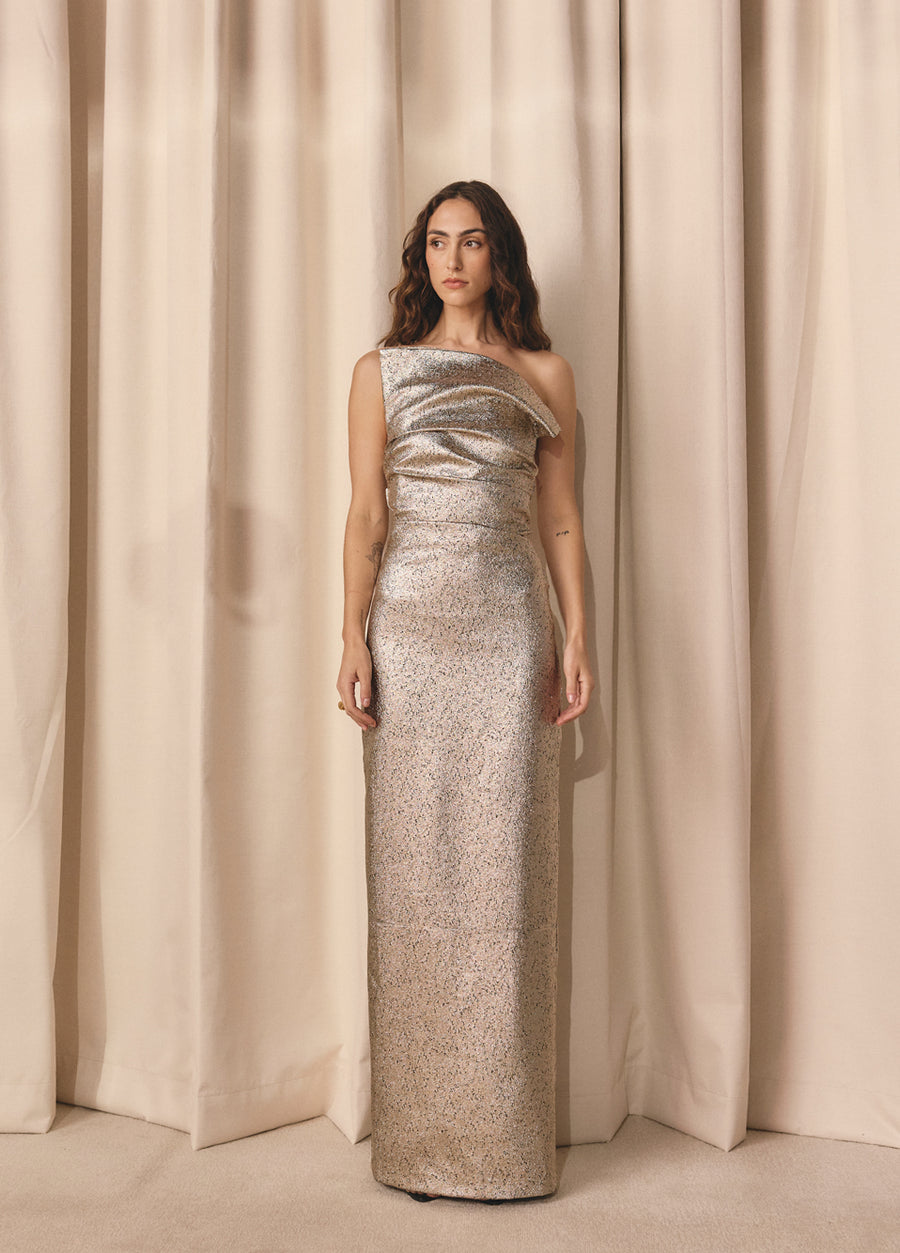 TACOMA DRESS - METALLIC CHAMPAGNE