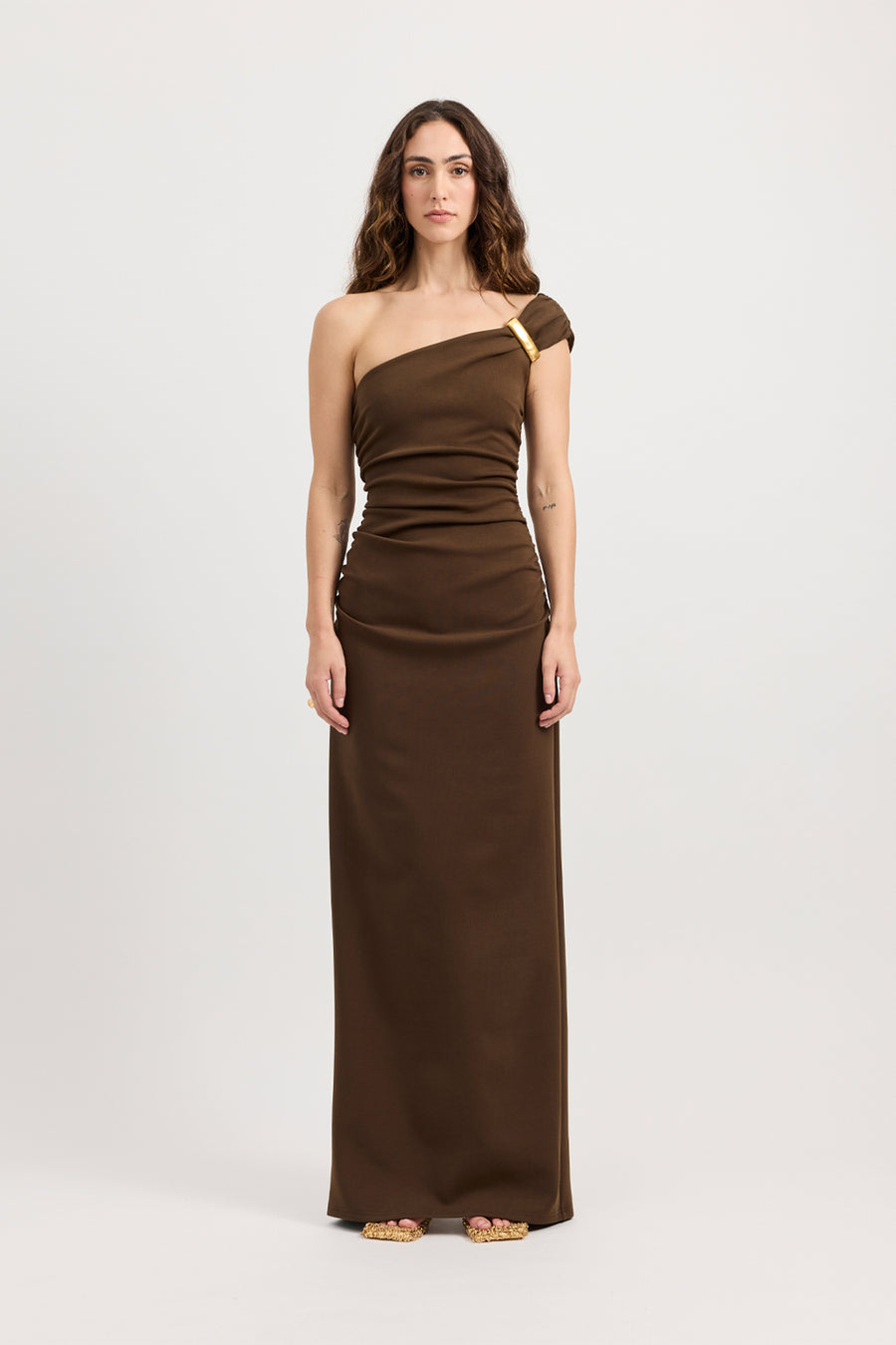 strapless open back dress Sheath Floor Length Satin Navy Mother Dress One Shoulder Elegant Formal Gown COCOMELODY CM0372, M-Royal Blue main image 1