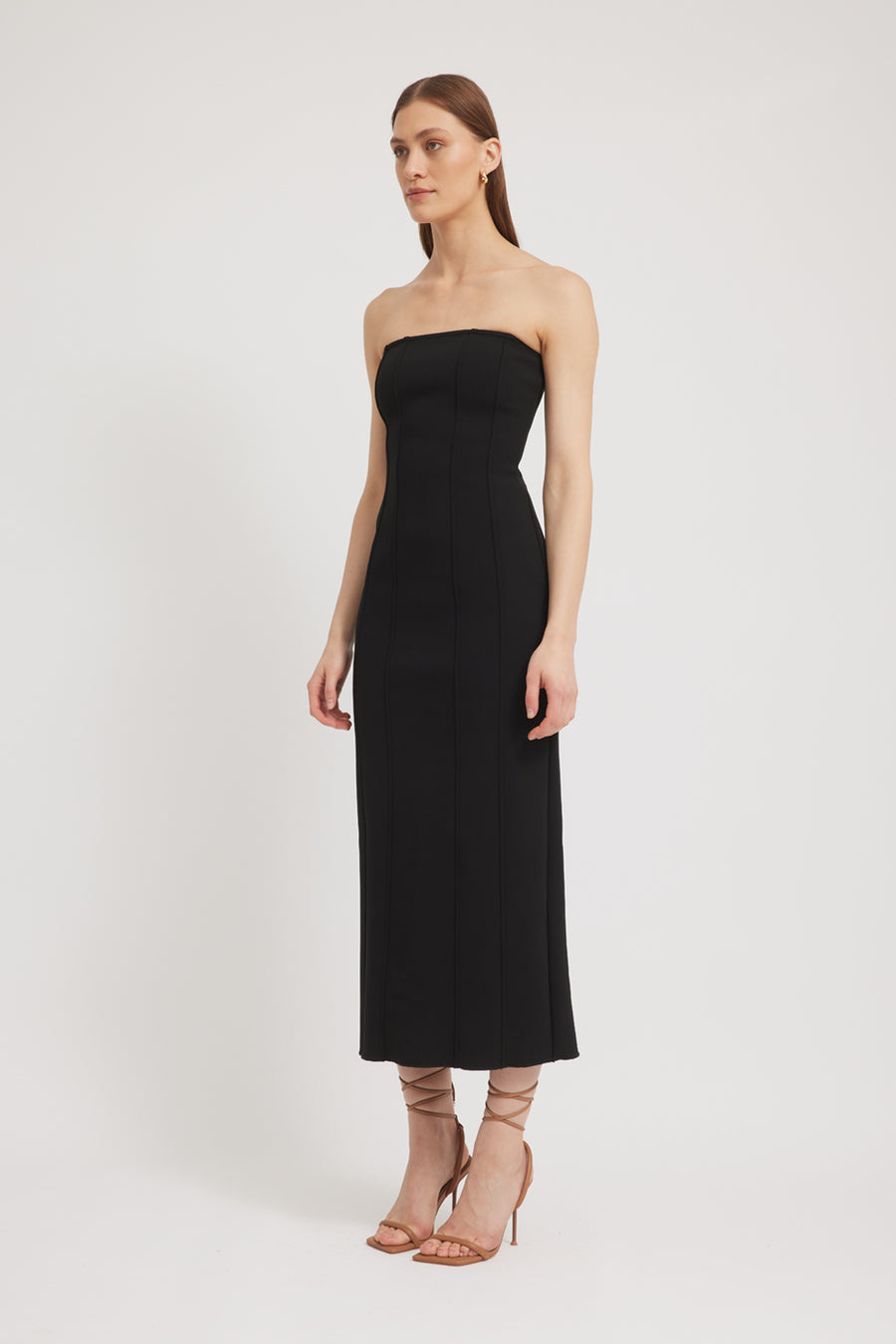 PRIM Bonded-Crepe DRESS - BLACK